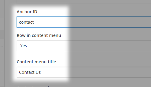 Row in Content Menu